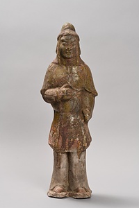 黄釉加彩武人