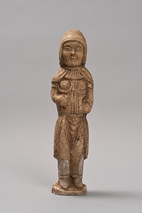 黄釉加彩武人