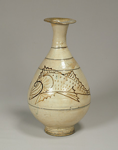 粉青鉄絵魚文瓶