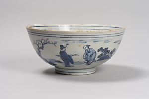 青花山水人物文鉢