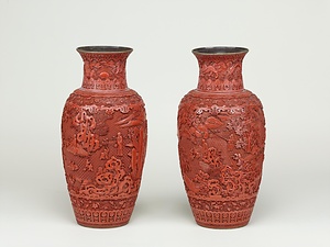 堆朱林園群児嬉游図瓶