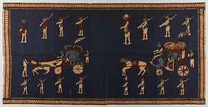 壁掛 藍地人物馬車文様バティック