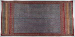 藍地火焔形花文様更紗