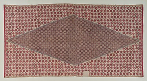 菱形染分け花文様ゴマ手両面更紗