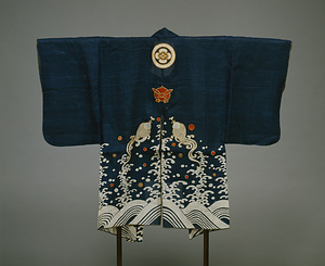 火事装束 紺麻地波兎雨龍模様