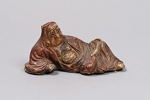 三彩達磨置物  「鳩溪」刻銘