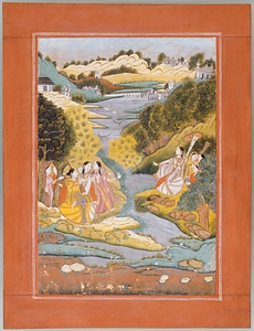 川岸で音楽を楽しむ女たち