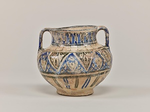 黒藍彩把手付壺