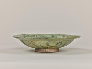 釉下ターコイズ黒彩花文鉢