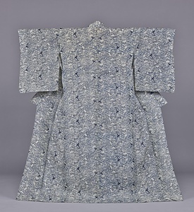 単衣 白格子織地波碇模様