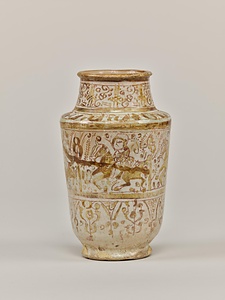 ラスター彩騎馬人物文壺