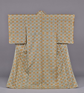 単衣 染分紬地遠州緞子模様