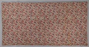 ベッドカバー 花文様キルティング更紗