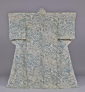 単衣 白絽地草花風景模様