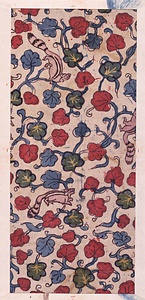 彦根更紗 白地栗鼠葡萄文様更紗（リス手）