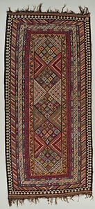 敷物 菱格子幾何文様綴織