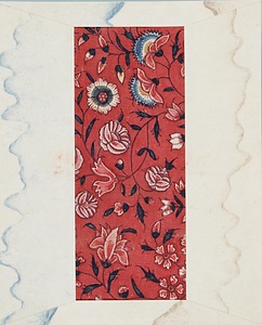 彦根更紗 赤地花唐草文様更紗