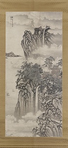 夏山観瀑図軸