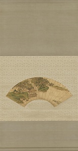 高士観瀑図扇面