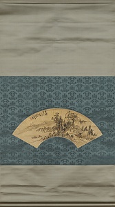 法黄公望秋汀孤舟図扇面