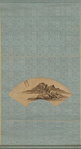 倣董源山水図扇面