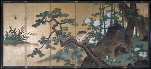 雲谷等播　金地着色　四季花鳥　一双