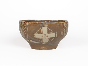 古萩　俵手十字架象嵌