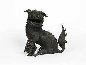 古銅　玉取獅子