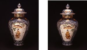 色絵傘美人図壺