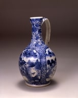 染付山水人物文水注