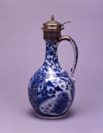 染付山水人物文手付水注