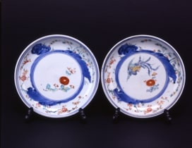 色絵菊鳳凰文皿（対）