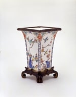 色絵花鳥文角瓶