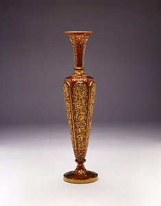 ボヘミア金赤金彩花瓶