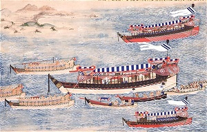 熊本藩主細川氏御座船鶴崎入港図