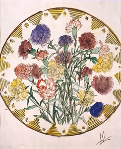 九谷焼大皿下図（カーネーション）