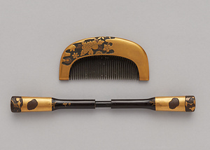 牡丹菊彫蒔絵櫛・笄