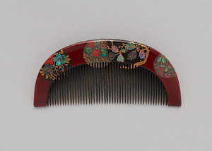 四季花丸文蒔絵螺鈿櫛