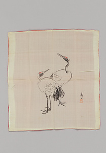 袱紗　島女画「鶴の図」