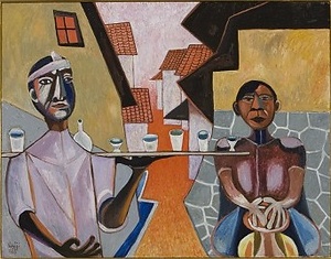 かまどの前の陶工