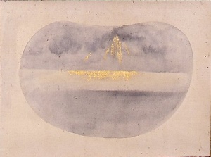 水墨金彩残光図