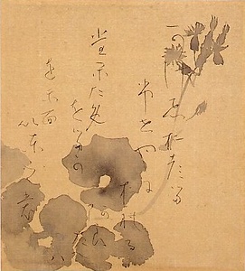 水墨つわぶき図画賛