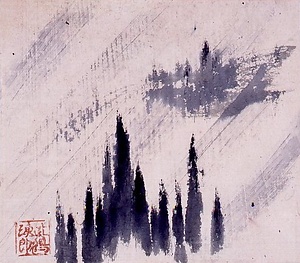 水墨遍路急雨図