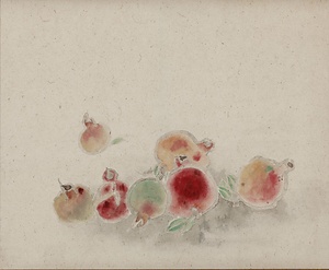 水墨着彩多子果図