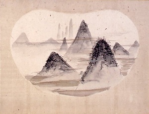 水墨金銀彩風景図