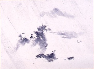 水墨秋雨風景図