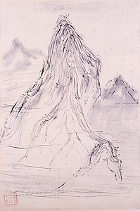 水墨白描風景図