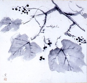 水墨山ぶどう図