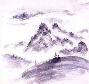 水墨風景図