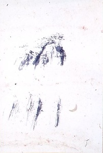 水墨残月風景図